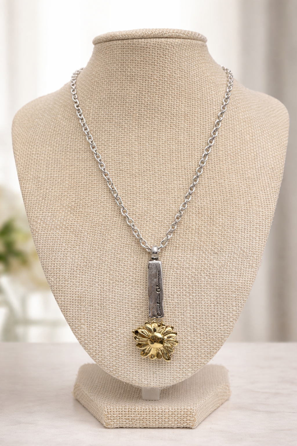 Flower Lingot Silver-Gold Necklace