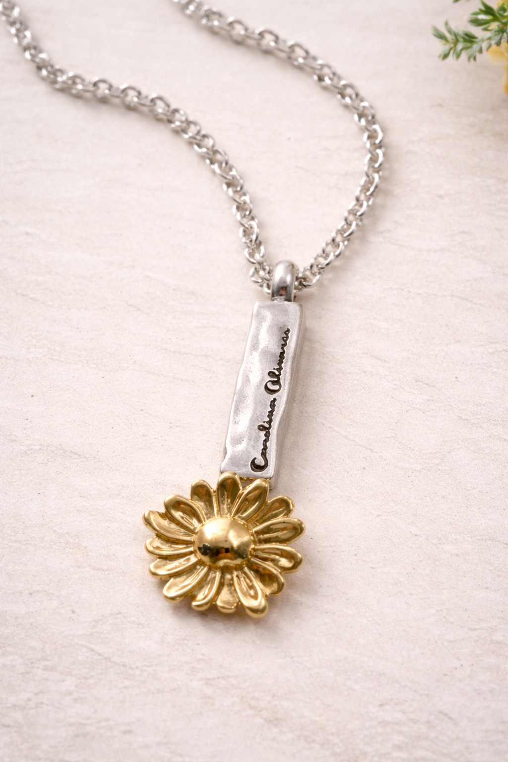 Flower Lingot Silver-Gold Necklace