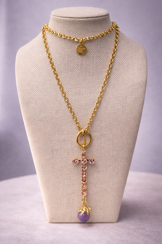Pink Cross Necklace