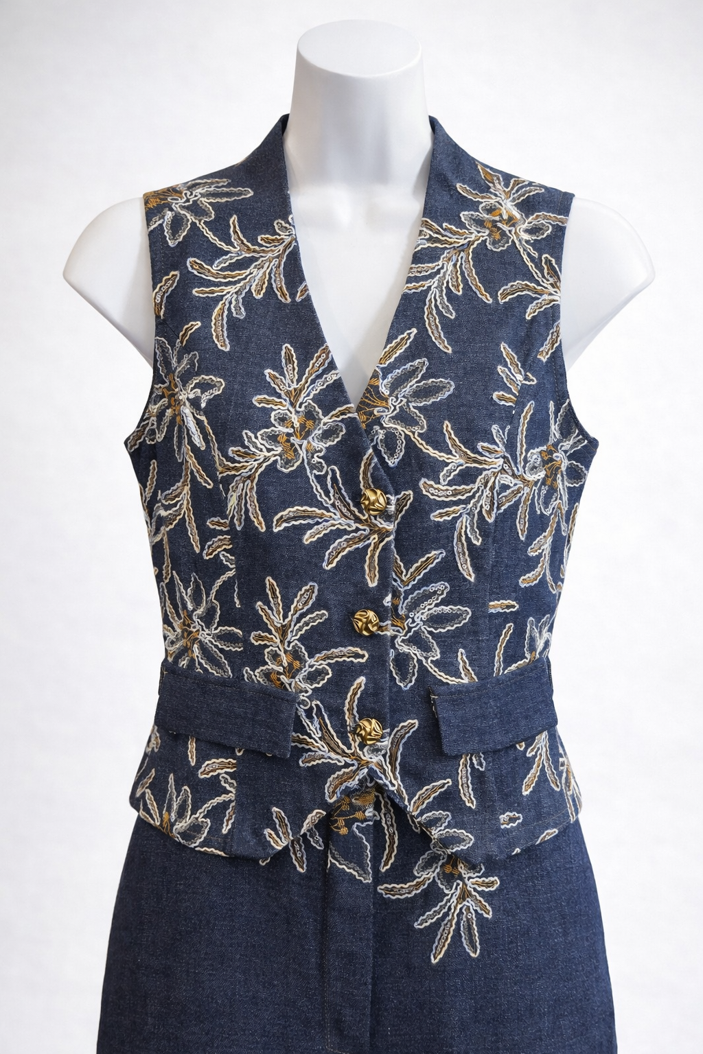 Embroidered Denim Luxe Set