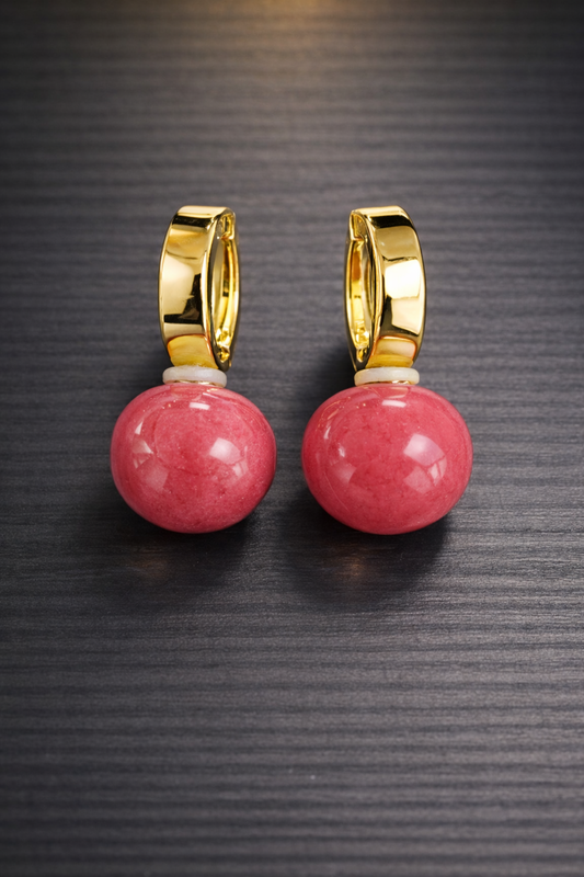 Duo Wine and Gold Earrings