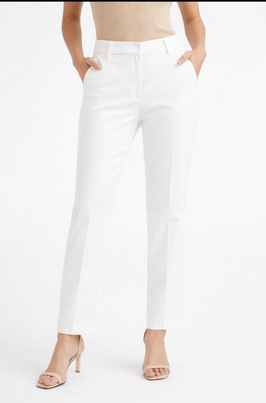 White Elegance Straight-Leg Pants