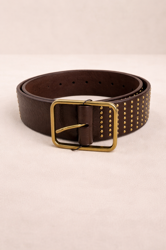 Brown Studded Leather Belt
