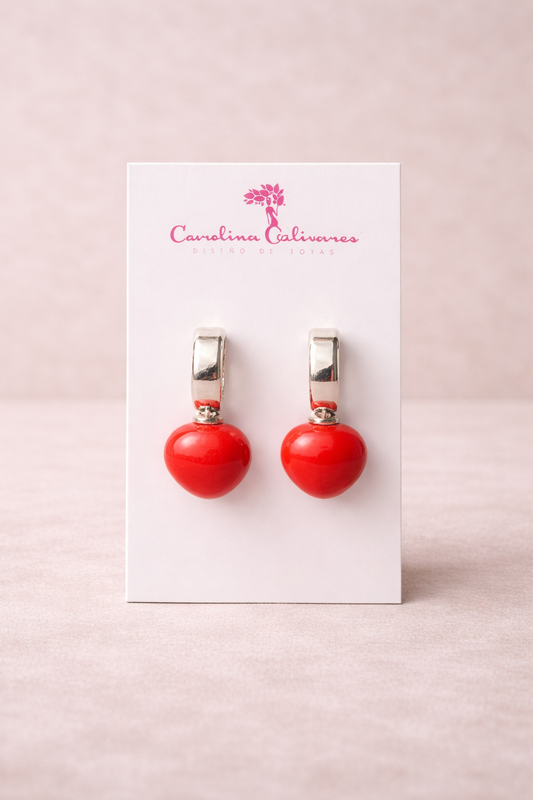 Duo Red and Silver Earrings