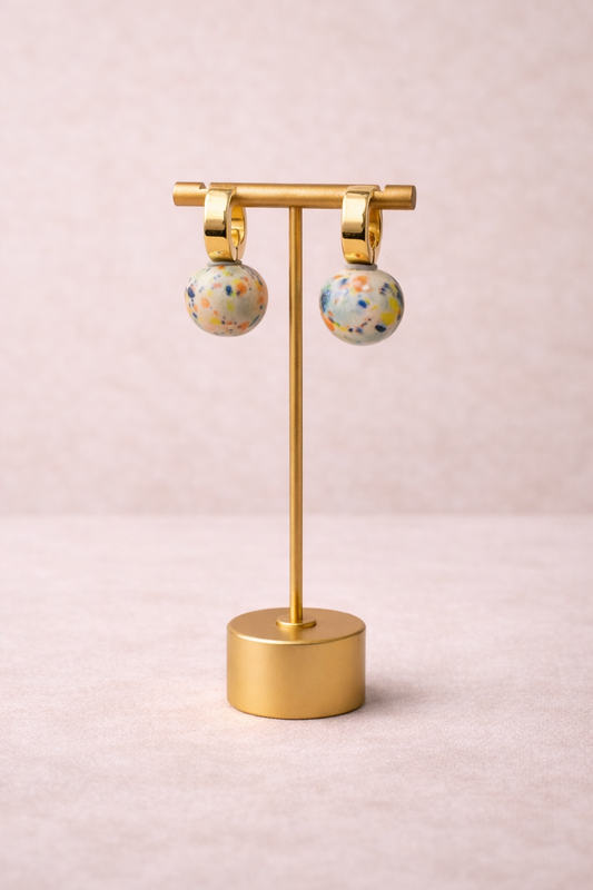 Dúo White and Mix Gold Earring