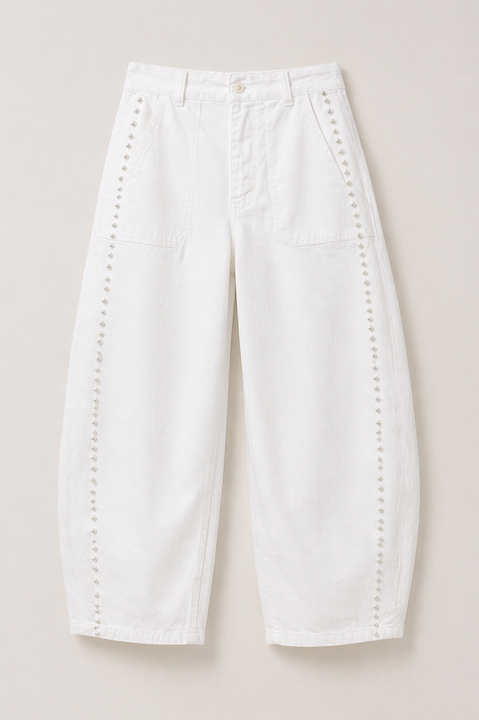 Italian Barrel Pant With Silver Dots