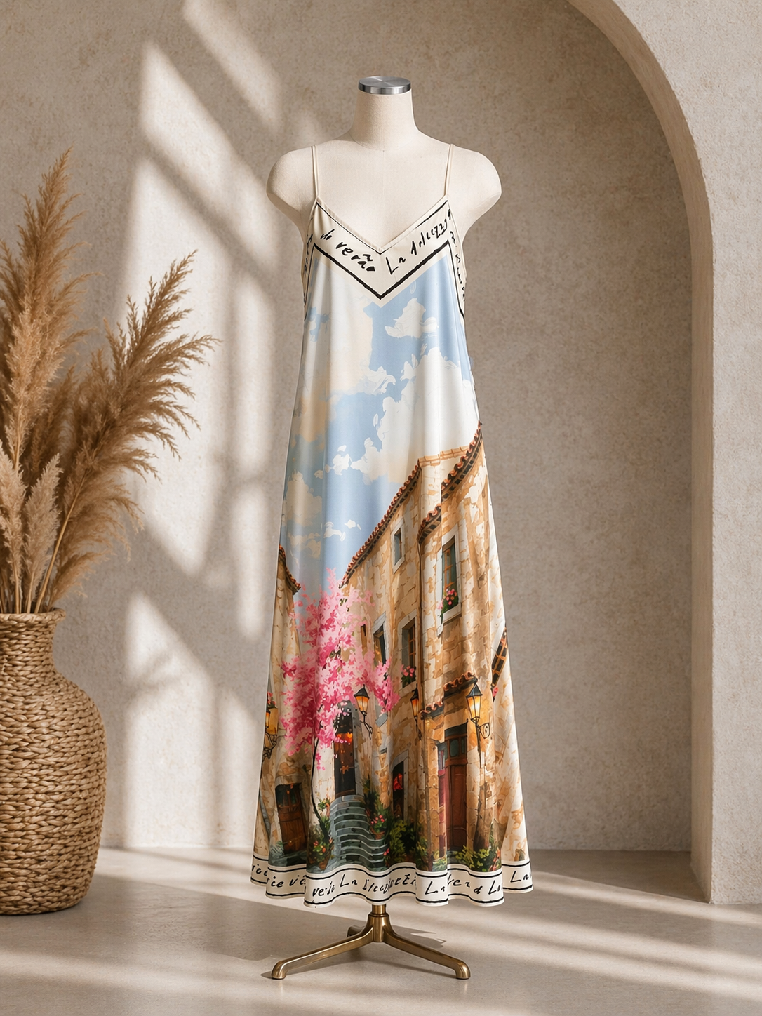 Stamp Line Dress Blue