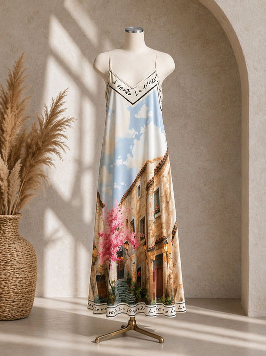 Stamp Line Dress Blue