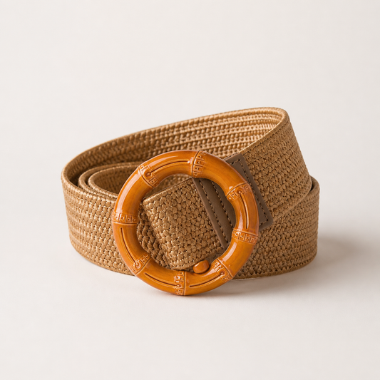 Woven Belt with Bamboo Buckle