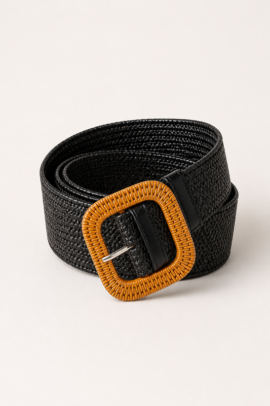 Black Belt with Bamboo Buckle