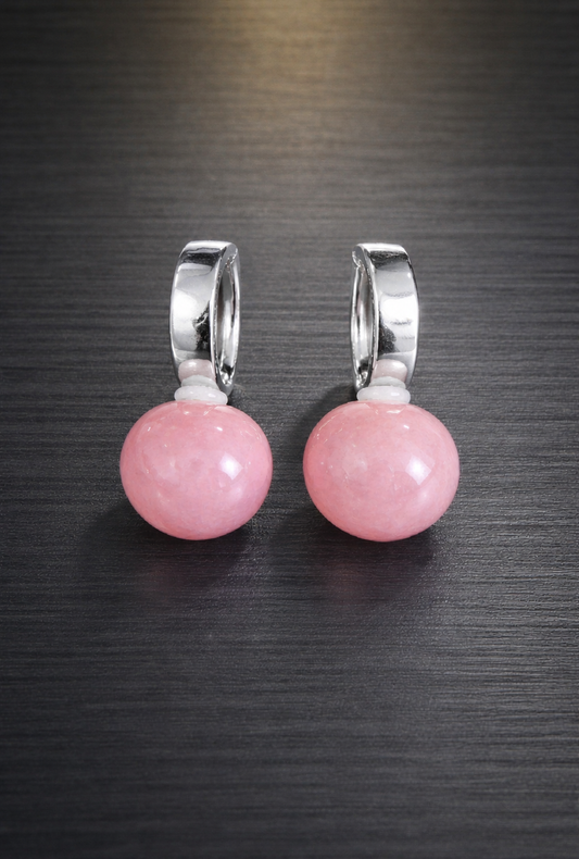 Duo Pink and Silver Earrings