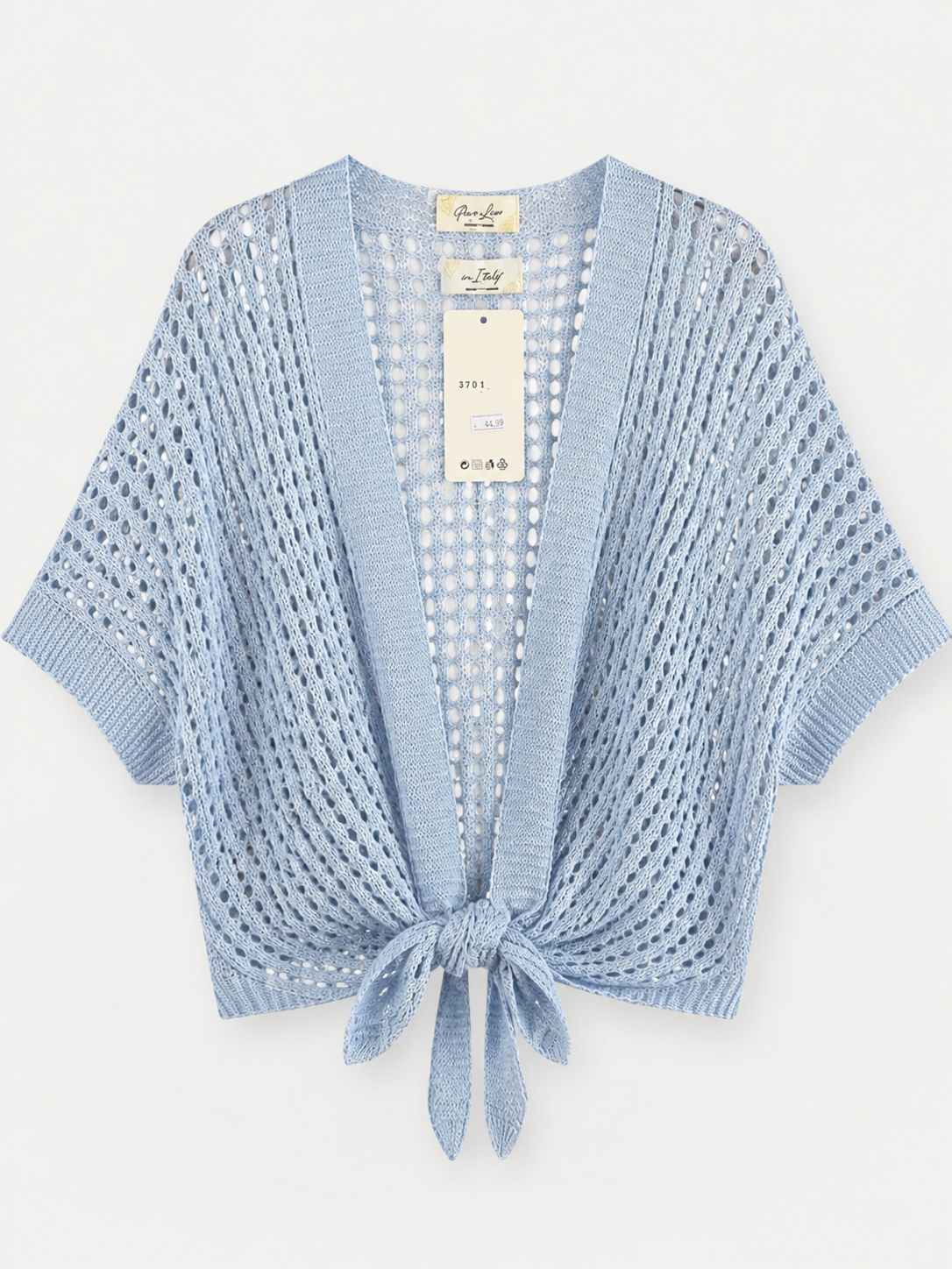 Blue Front Knot Cardigan