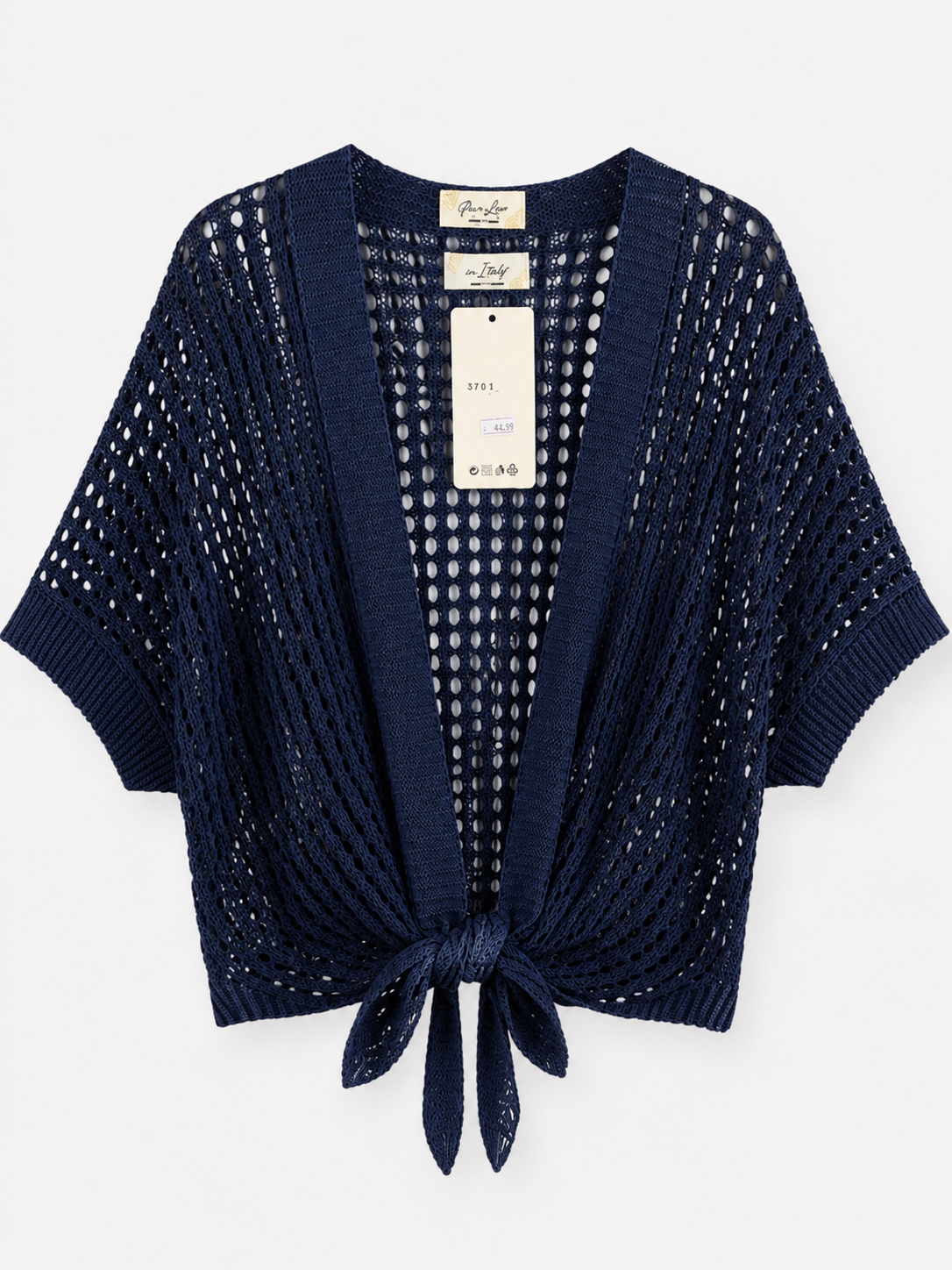 Navy Front Knot Cardigan