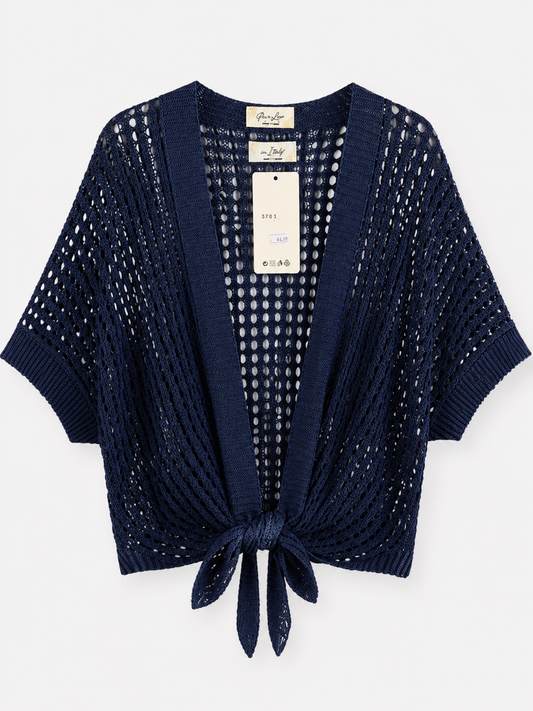 Navy Front Knot Cardigan