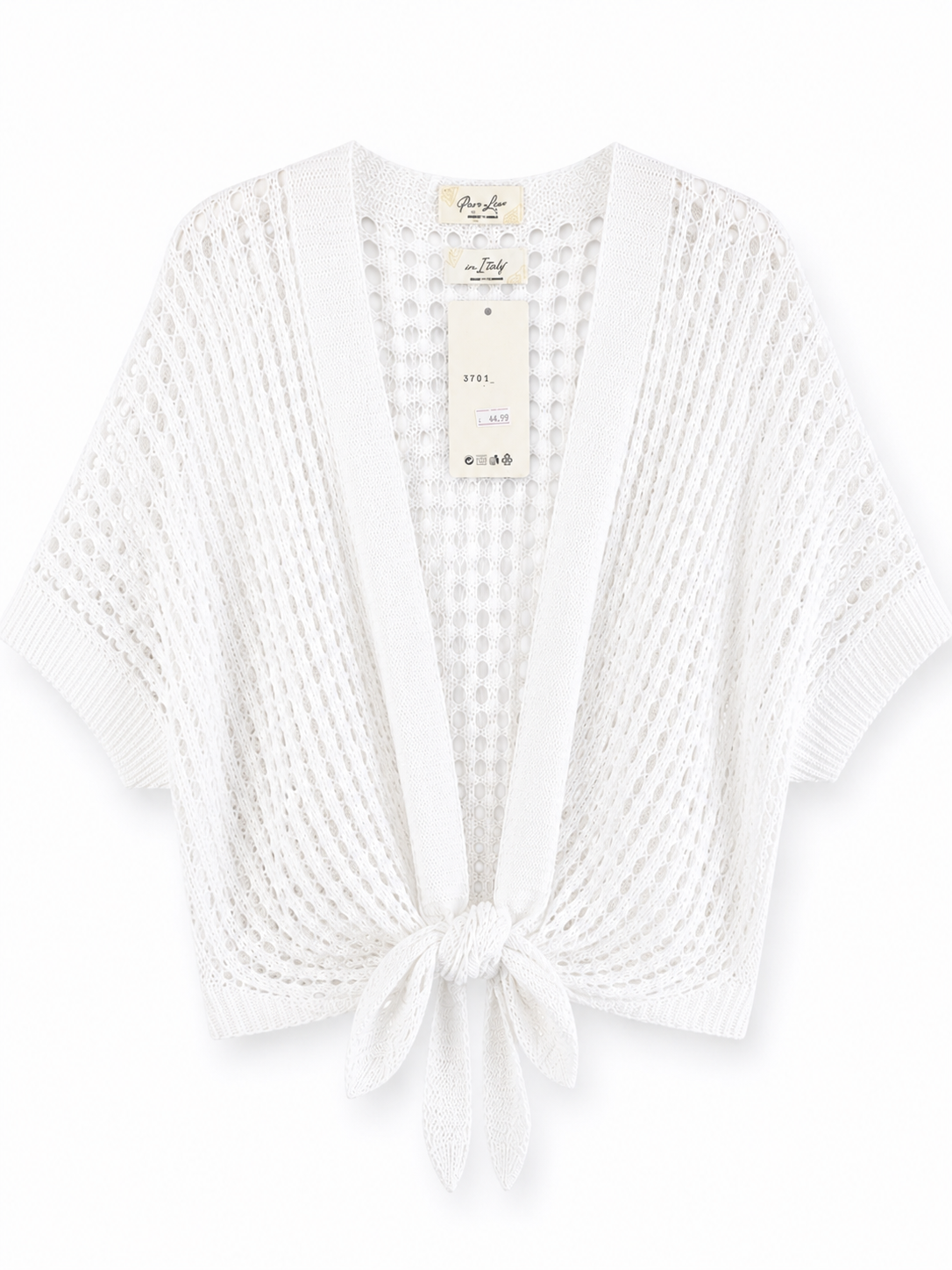 White Front Knot Cardigan