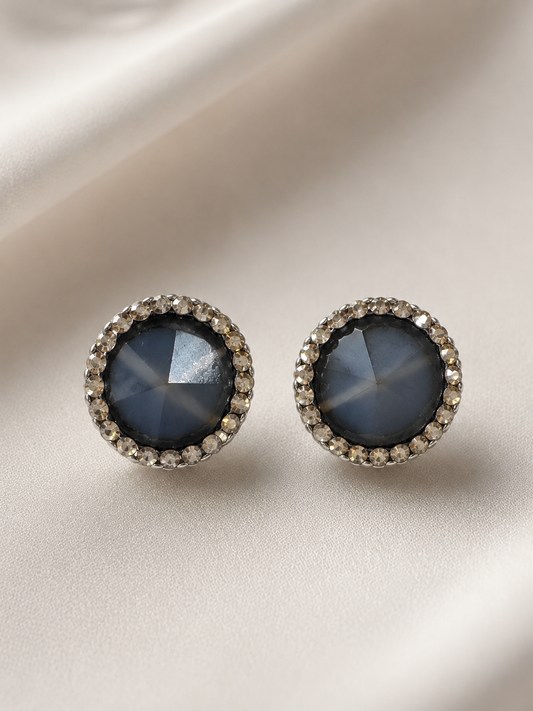 Gold Swarovski Round Earrings