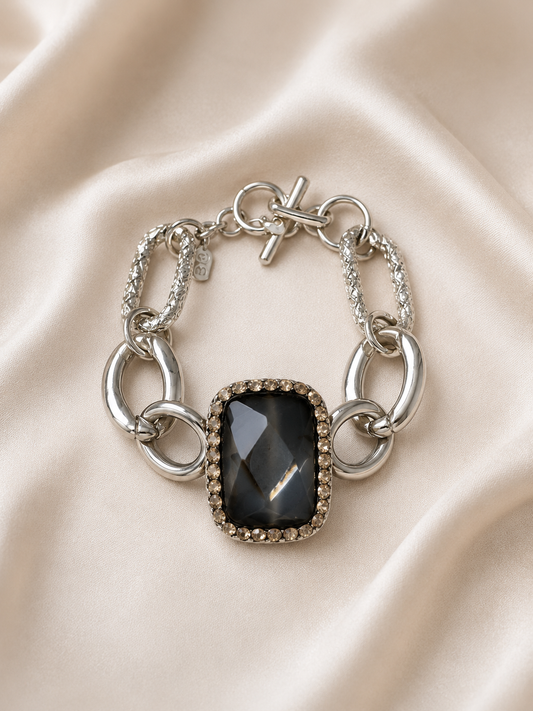 Silver Bracelet With Gold Swarovski