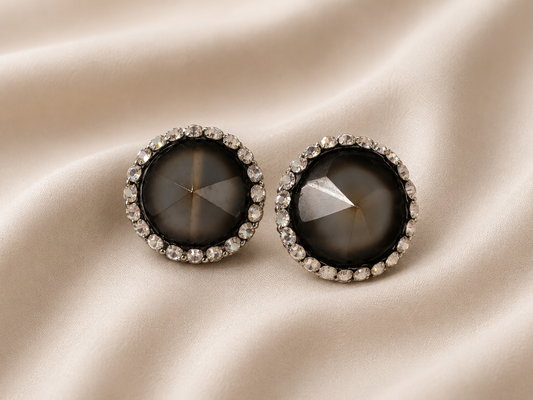 Grey Round Earring