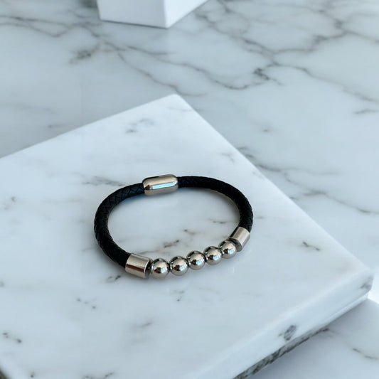 Men Bracelet with Silver Accent