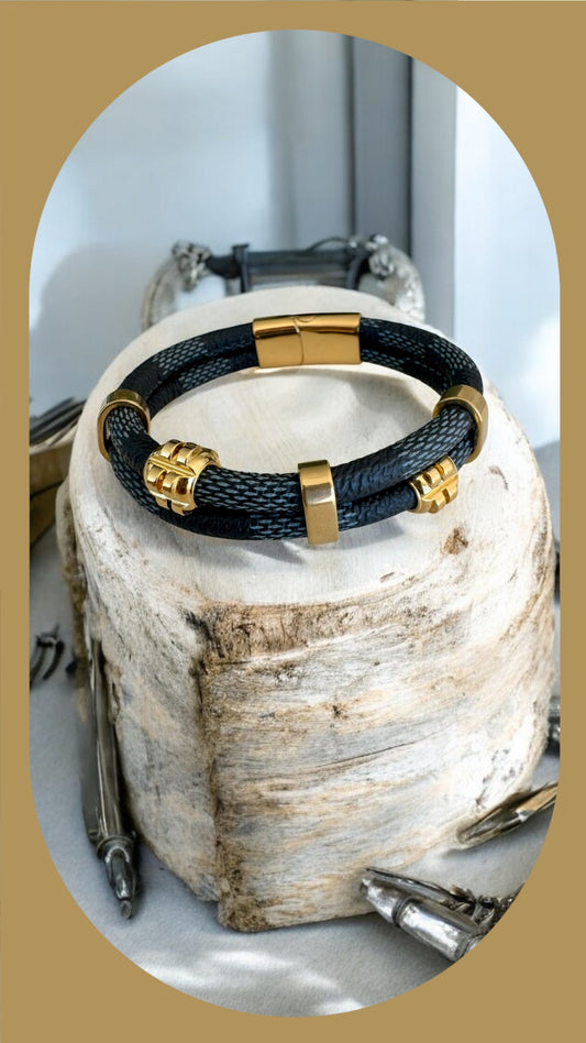 Men Bracelet with Gold accent