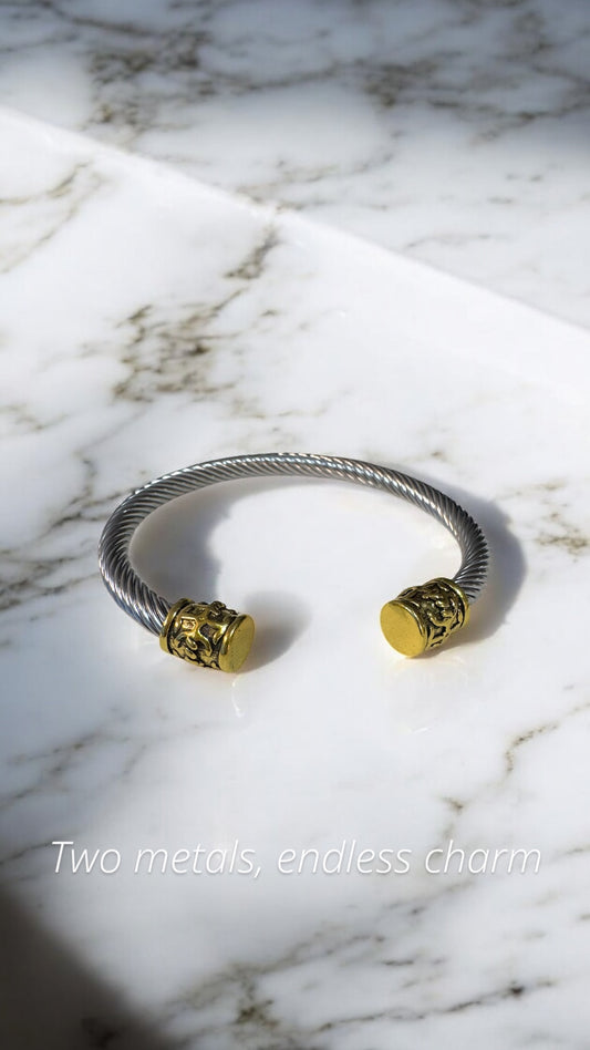 Mens Bracelet Silver and Gold