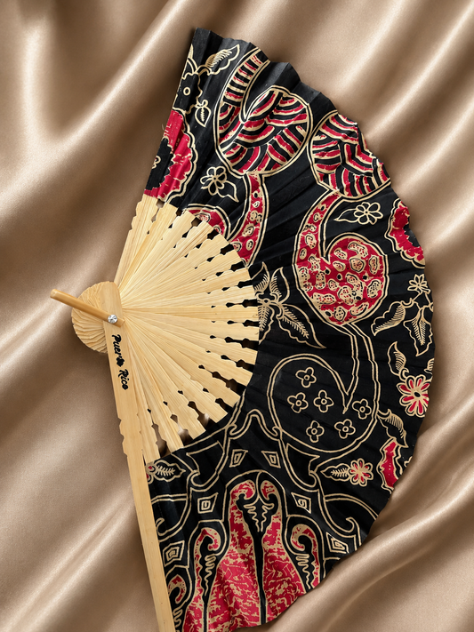 Tropical Black Hand Fan