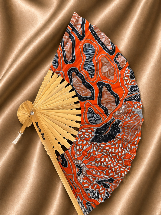 Tropical Orange Hand Fan