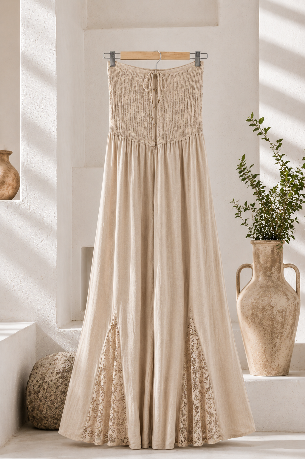 Beige Embroidery Dress