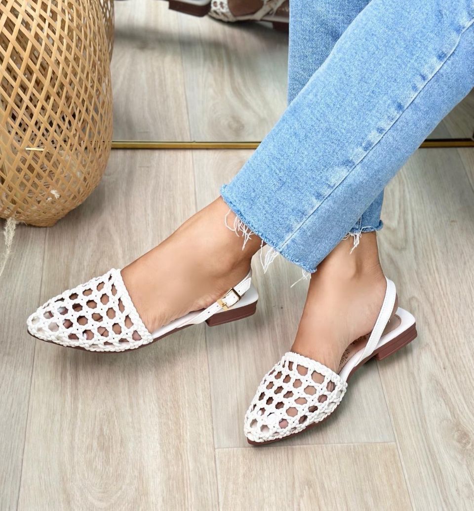 Woven Ivory Slingback Sandals