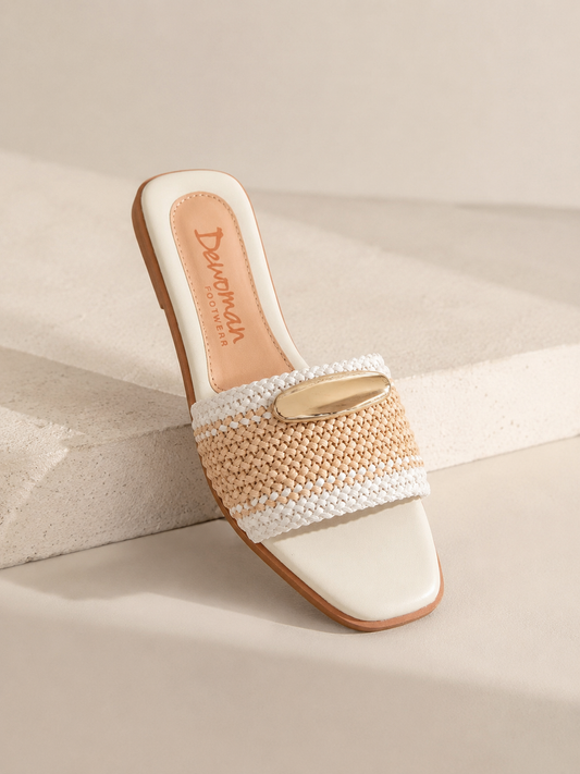 Beige and White Sandal