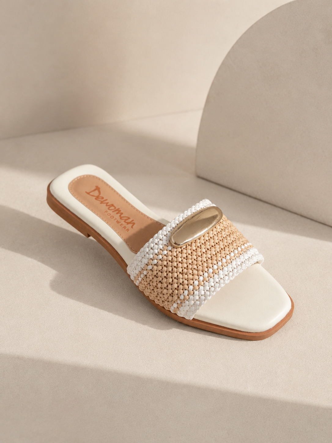 Beige and White Sandal