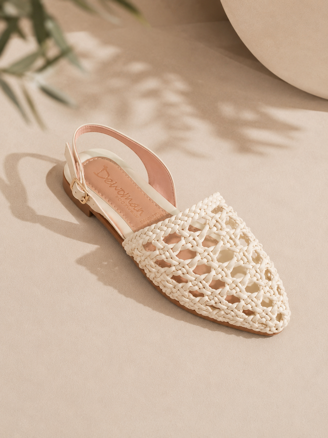 Woven Ivory Slingback Sandals