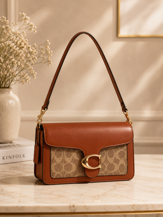 Camel Monogram Shoulder Bag