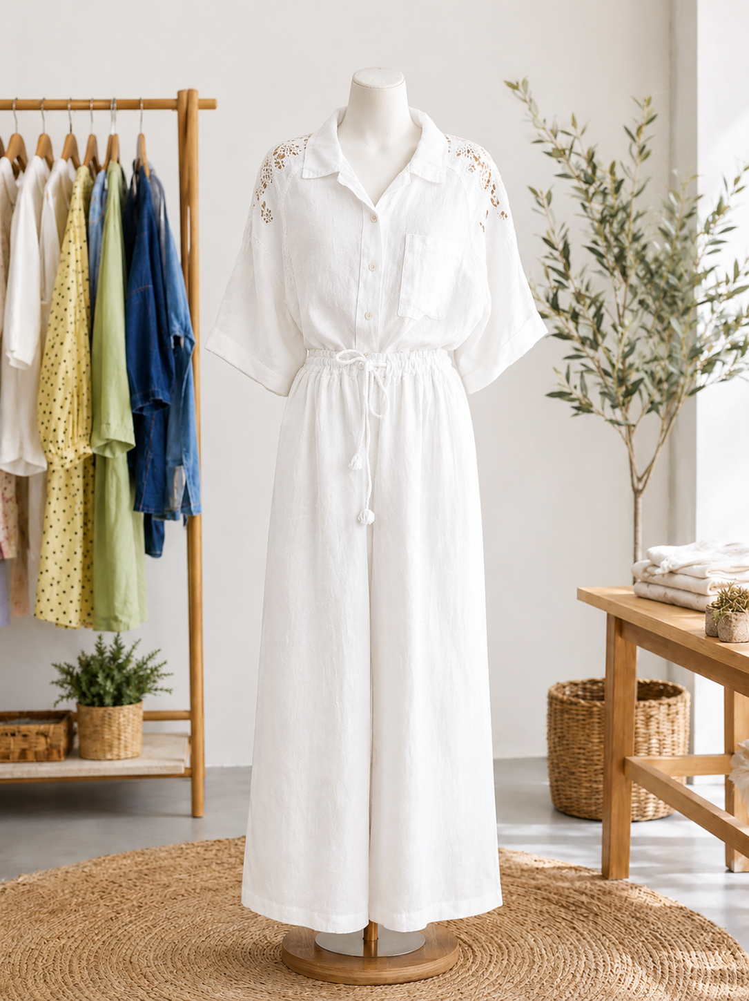 White Set with Blouse and Pant