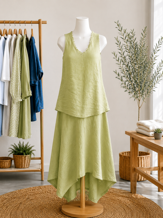 Green Linen Layered Set- One Size