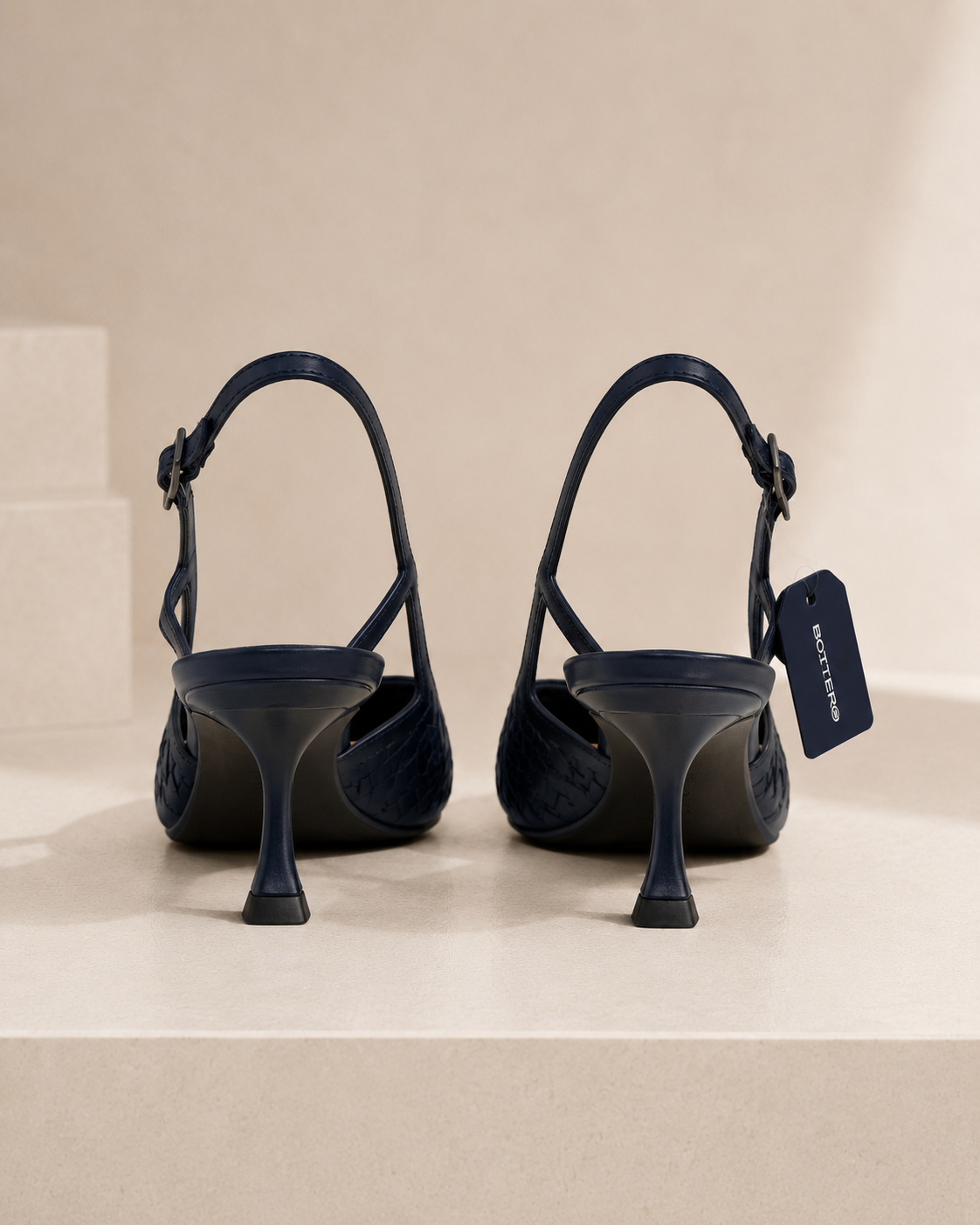Blue Woven Leather Heels