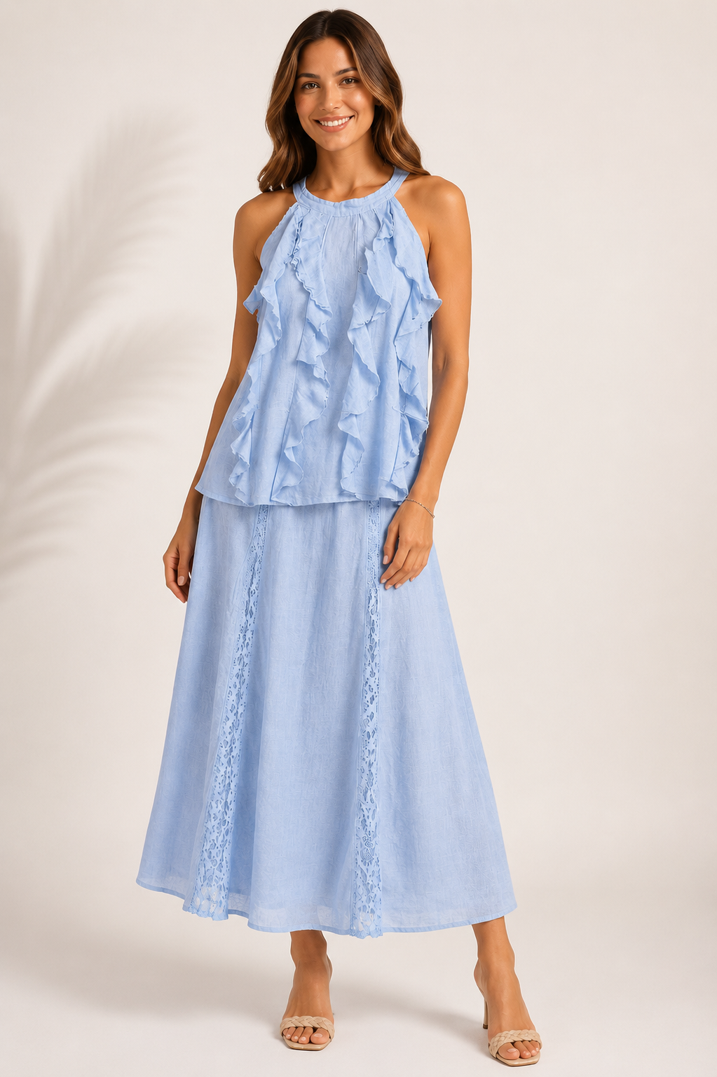 Halter Blue Top and Skirt Set