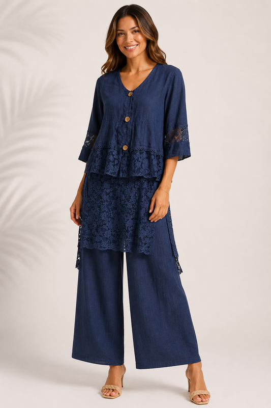 Navy Lace Set
