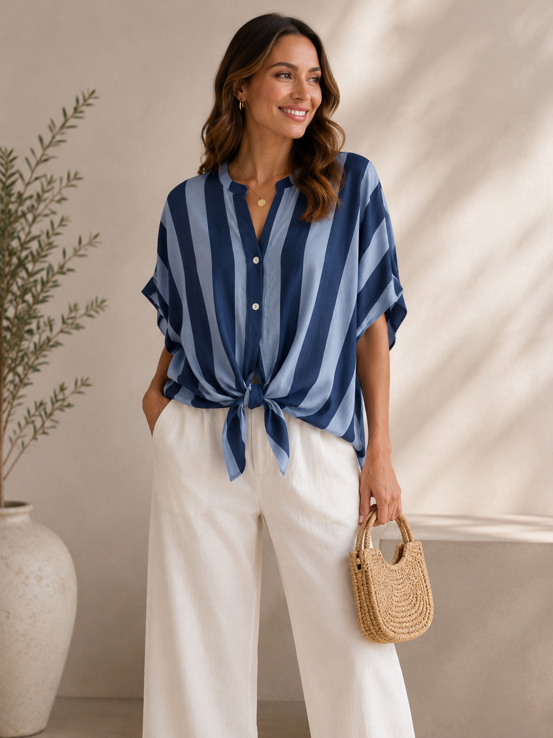 Blue and Navy Stripe Blouse