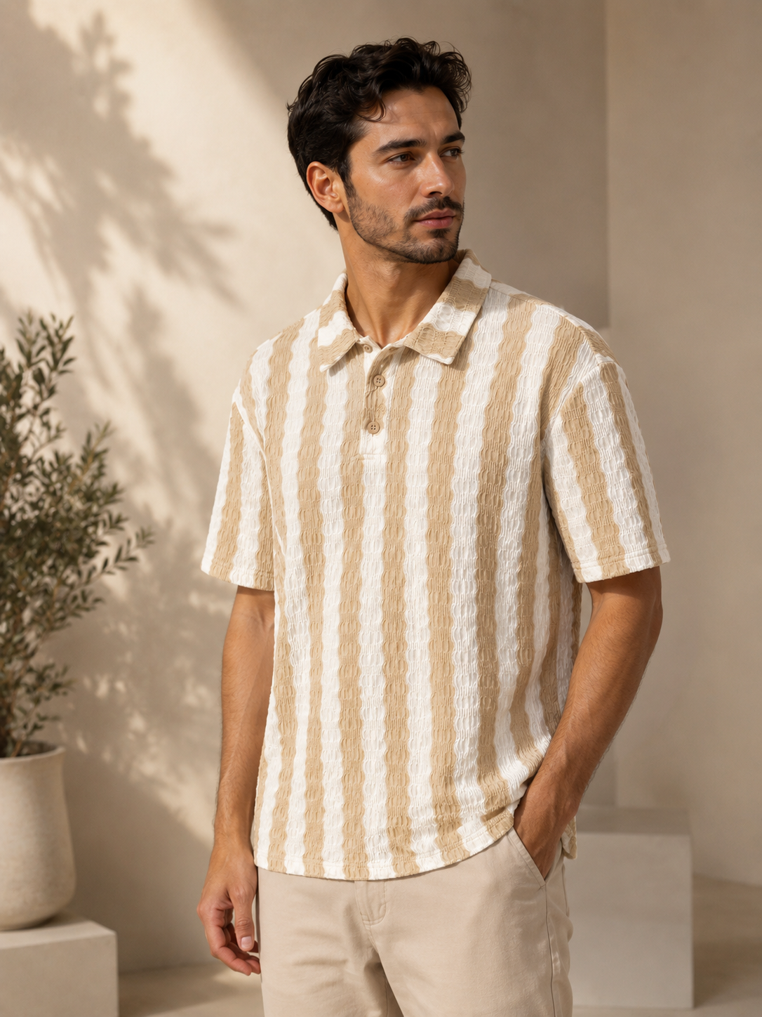 Sand & Ivory Knit Polo