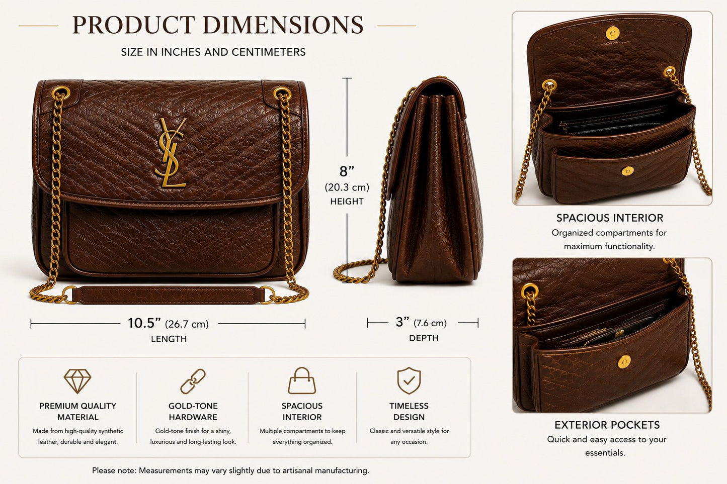Brown Luxe Chain Shoulder Bag
