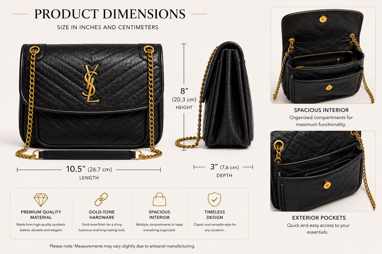 Black Luxe Chain Shoulder Bag