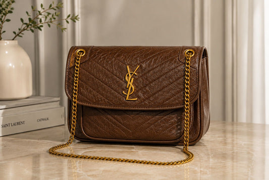 Brown Luxe Chain Shoulder Bag
