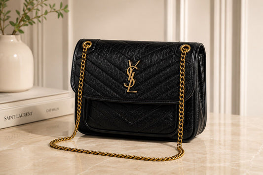 Black Luxe Chain Shoulder Bag