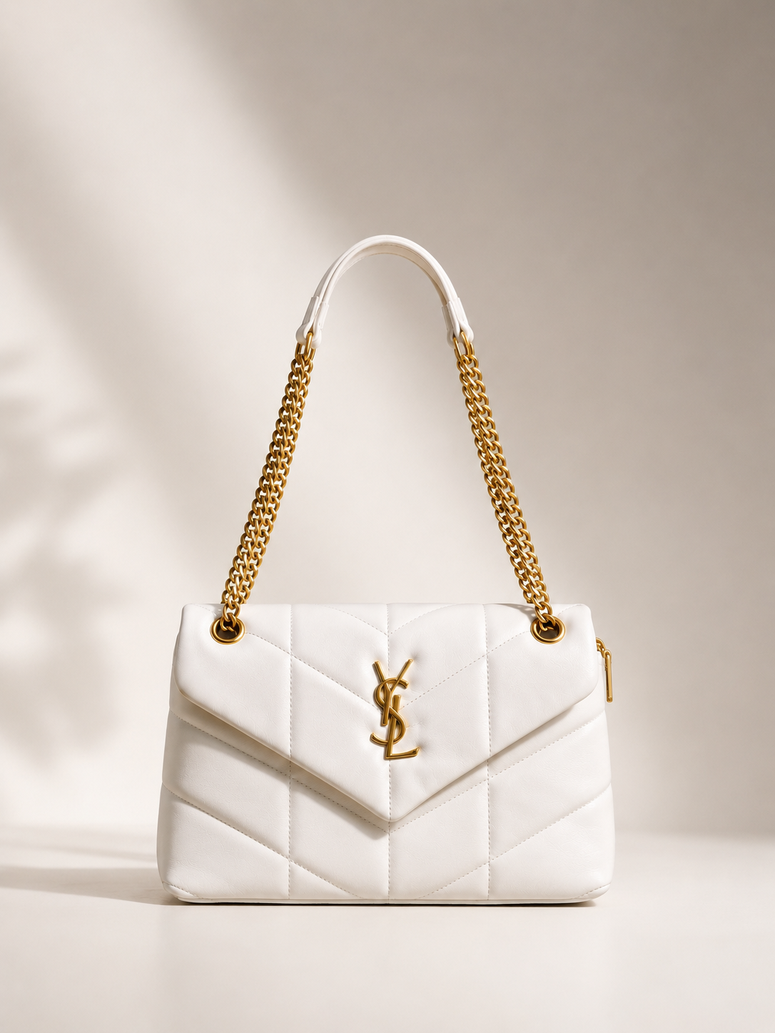 White Luxe Quilted Chain Bag