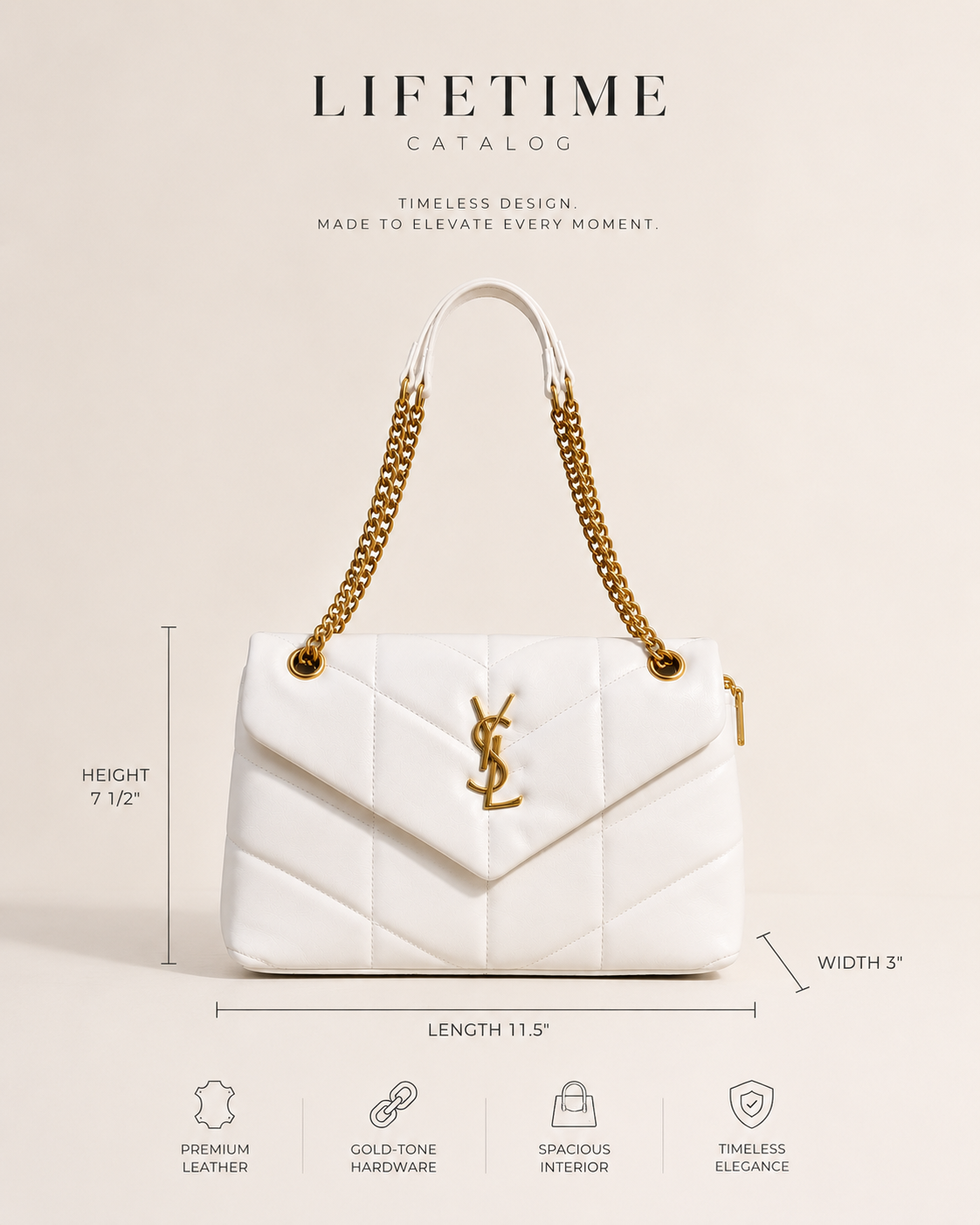 White Luxe Quilted Chain Bag