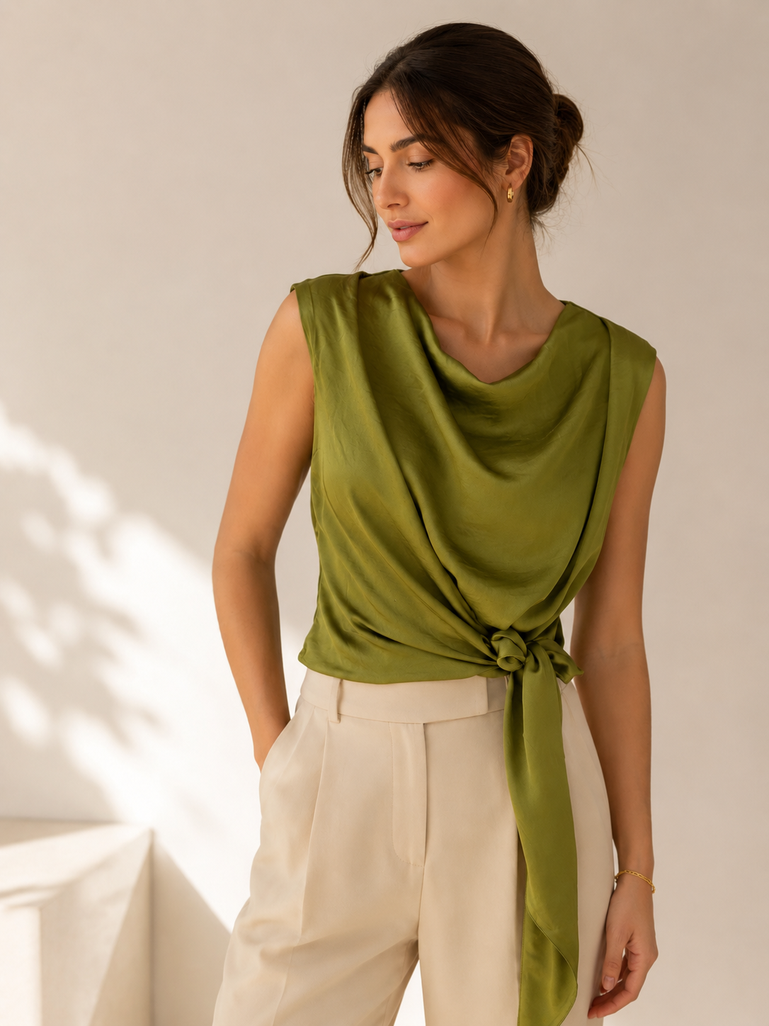 Olive Satin Blouse
