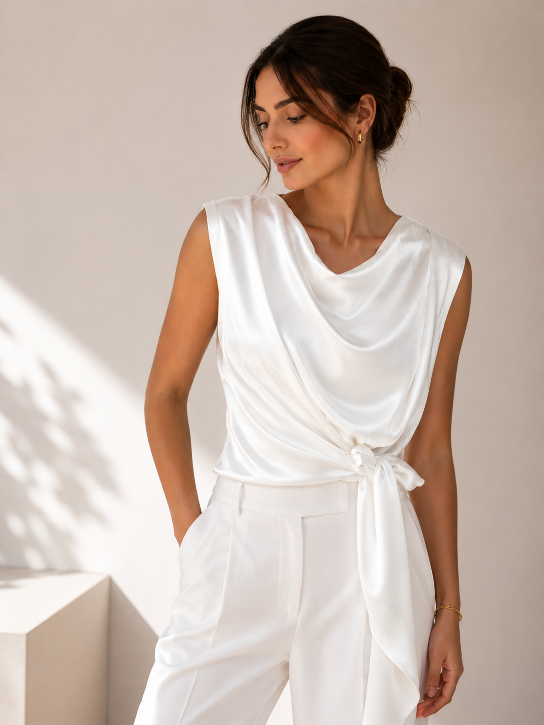 White Satin Blouse