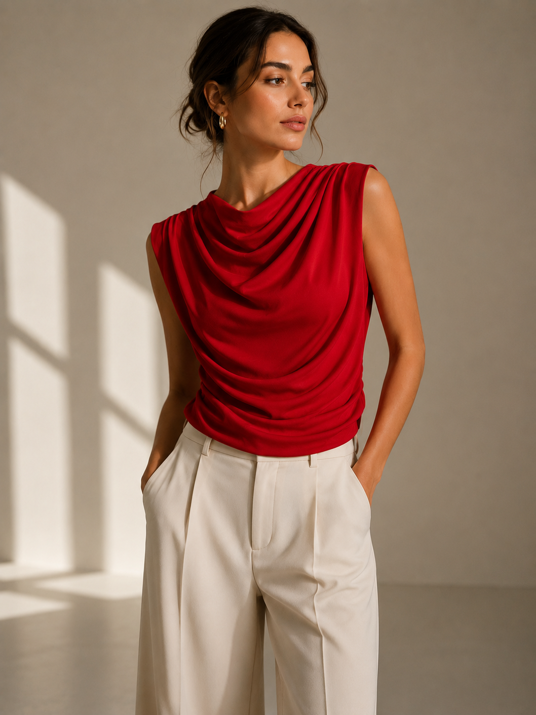 Italian Red Draped Top