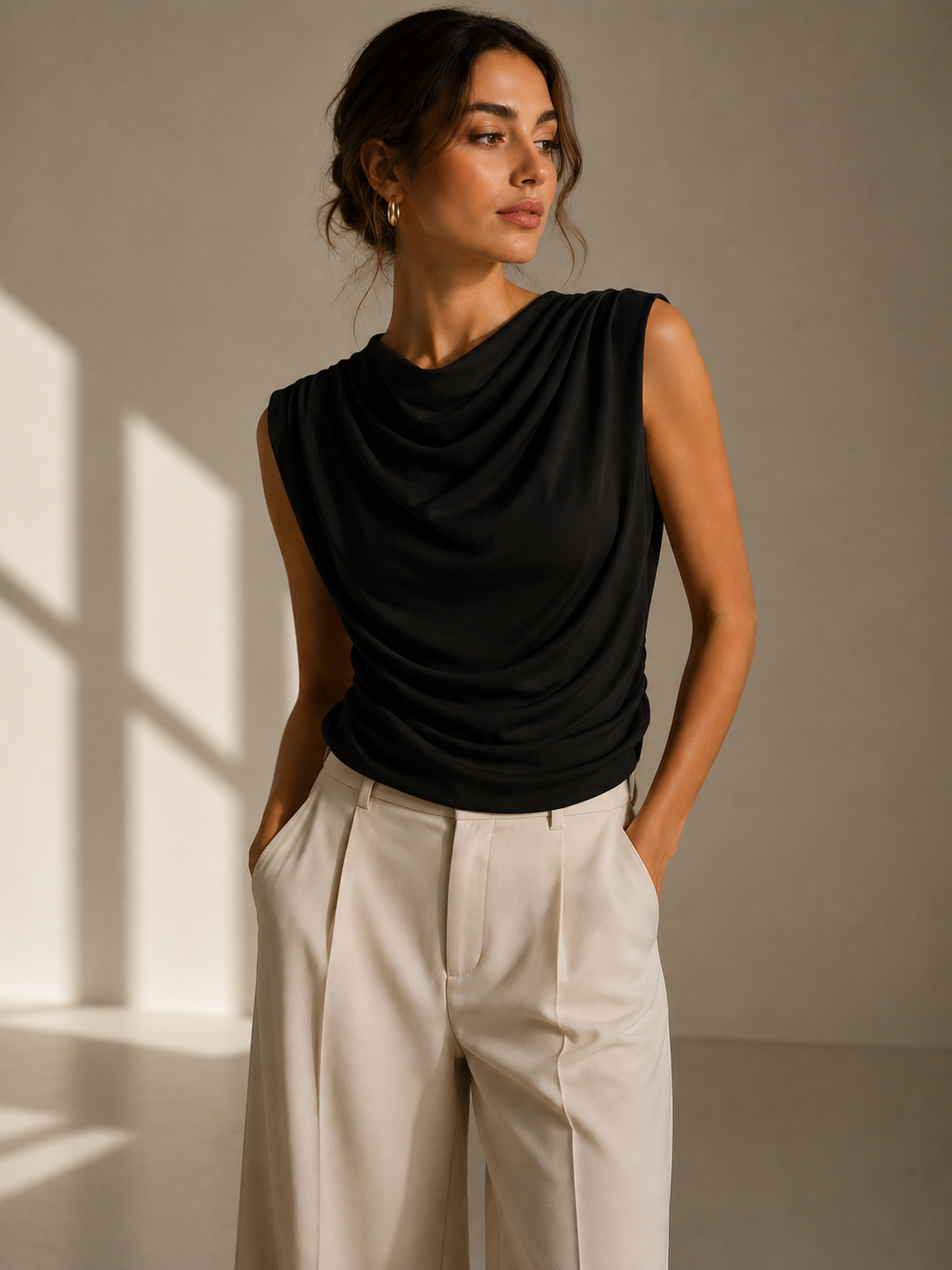 Italian Black Draped Top
